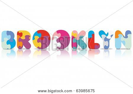 BROOKLYN written with alphabet puzzle - vector illustration
