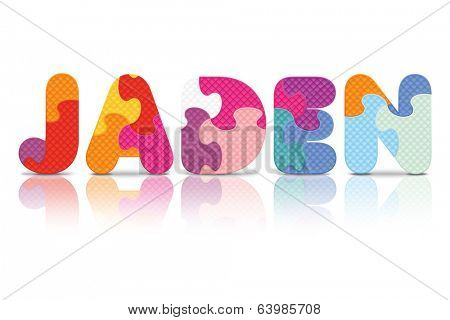 JADEN written with alphabet puzzle - vector illustration