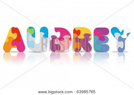 AUDREY written with alphabet puzzle - vector illustration