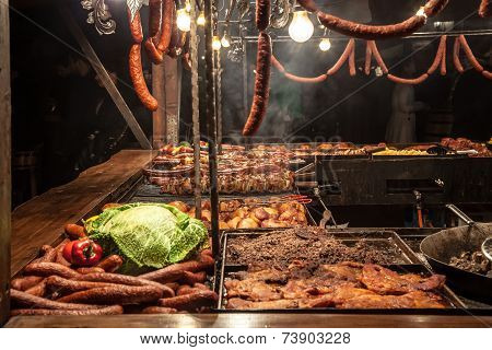 Sausages On Grill - Street Fast-food