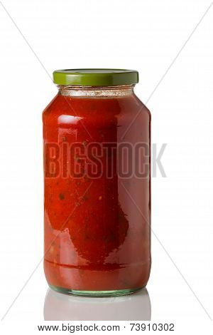 Jar Of Spaghetti Sauce On White