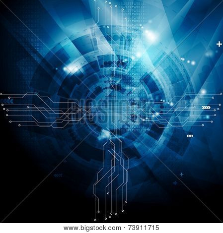 Dark blue tech abstract background. Vector design