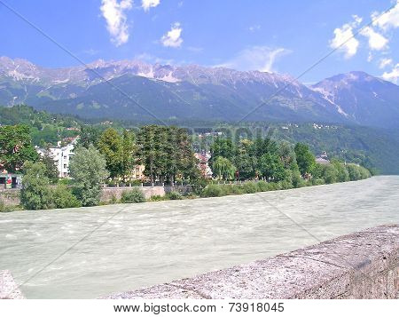 Inn river and alps, Innsbruck, Austria