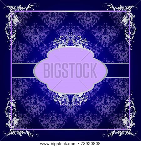 Vector frame with blue lace pattern