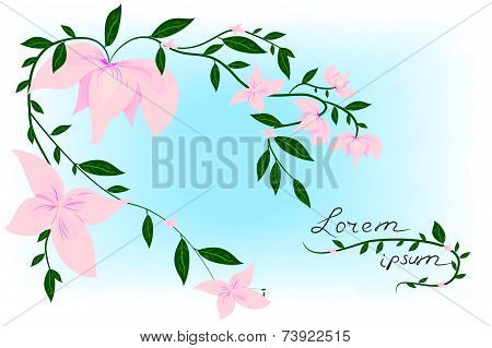 Flower on spring card. Vector illustration.