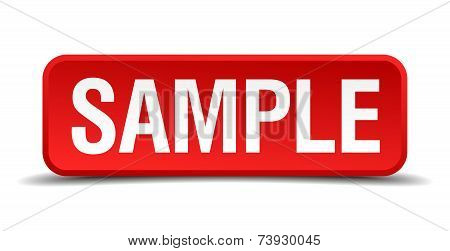 Sample Red 3D Square Button Isolated On White
