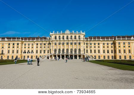 Vienna - OCTOBER 14: Schonbrunn Palace on October 14 in Vienna, Austria. Schonbrunn Palace building is one of the most popular tourist attractions in Vienna