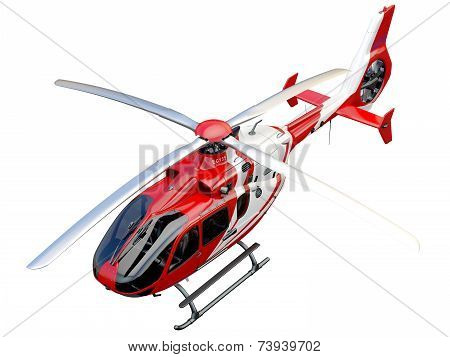 Red helicopter on white background