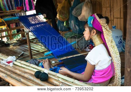 Karen Long Neck Woman With Brass Coils. Thailand