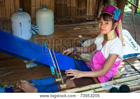 Karen Long Neck Woman With Brass Coils. Thailand