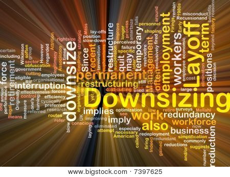 Downsizing palavra nuvem caixa pacote