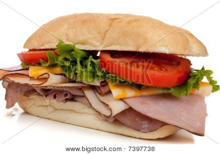 Szynka i kanapka z indyka na kok Hoagie biały