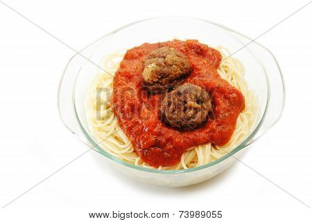 Spaghetti With Sauce And Two Meatballs