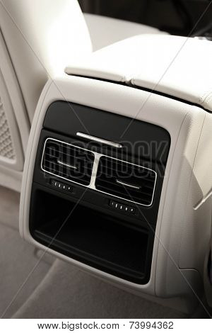 Modern car interior. Air conditioner, close-up 