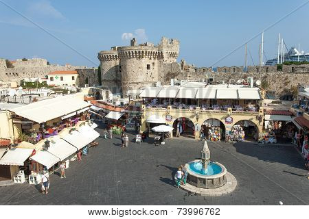 Tourists at Rhodes old city centre
