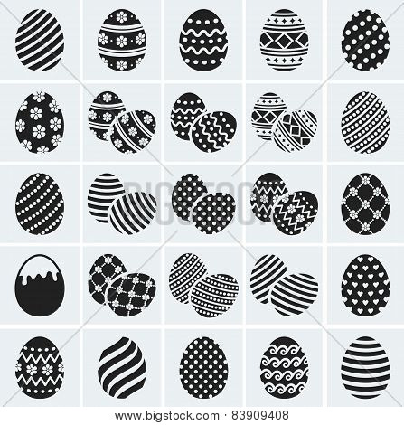 Easter Eggs. Vector Icons Set.