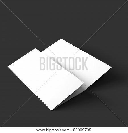 Blank trifold paper brochure mockup.