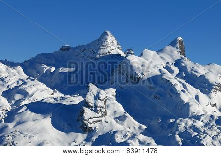 Snow Covered Mountains In Central Switzerland