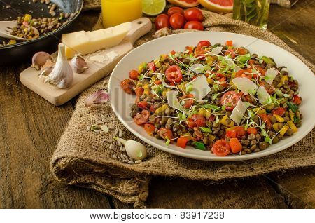 Warm Salad Of Lentils, Bio Healthy