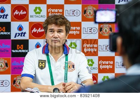 Sisaket Thailand-february 18: Chalermwoot Sa-ngapol Head Coach Of Sisaket Fc At A Press Conference A