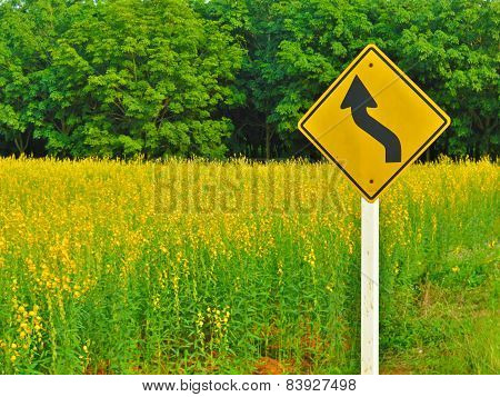 Yellow Winding Road Sign