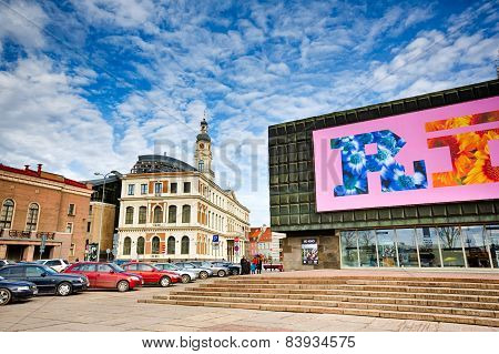 The Latvian Riflemen Square In Riga
