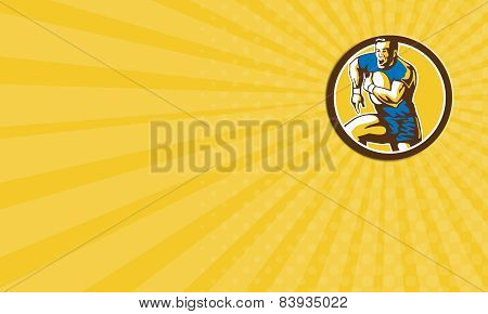 Business Card Rugby Player Running Goose Steps Circle Retro