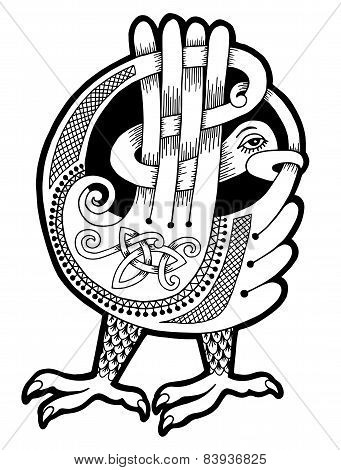black and white authentic celtic bird