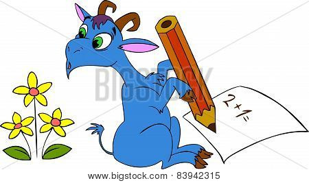 Goat with a pencil