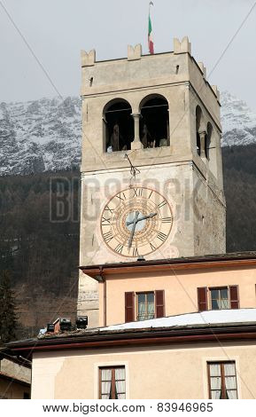 Clock Tower In Bormio, Italy