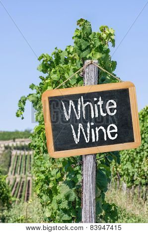 A blackboard in the vineyards - White wine