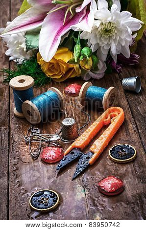 thread and buttons