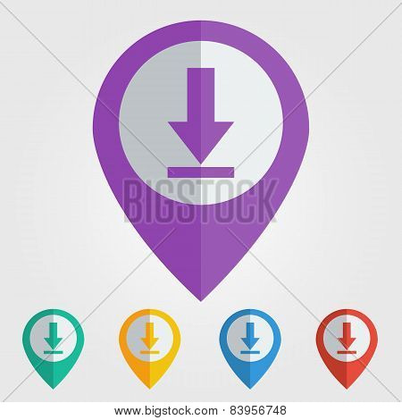Vector flat pin download icon