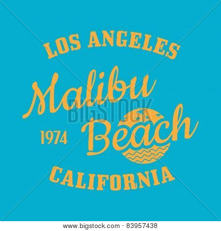 Malibu Beach Illustration Typography