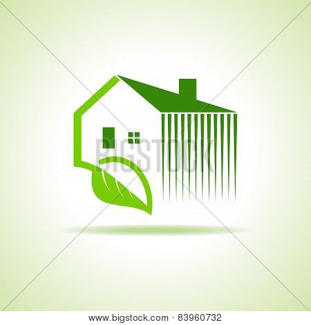 Eco home icon with leaf on white background stock vector