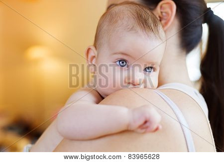 Little baby girl with her mother