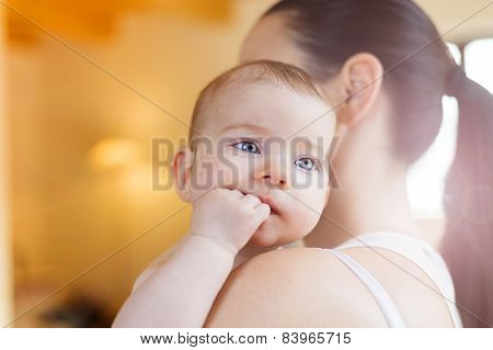 Little baby girl with her mother