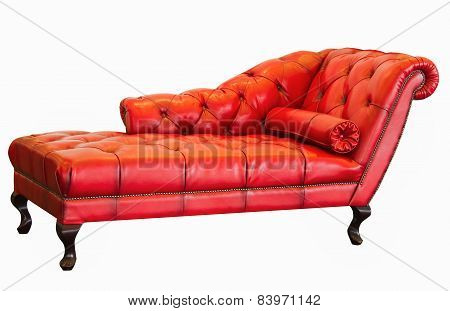 Ventage Red Sofa On White Background