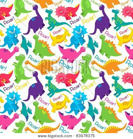 Dinosaur Seamless Tileable Vector Background Pattern