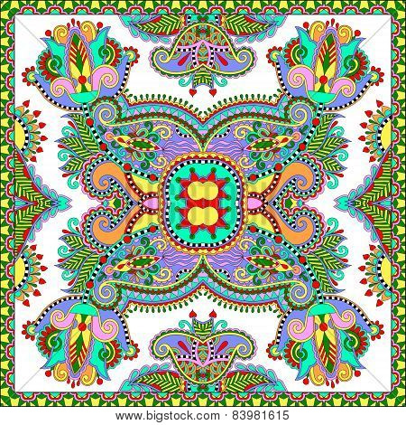 Traditional ornamental floral paisley bandanna. Square ornament