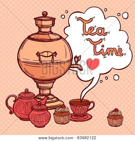 Tea Background With Samovar