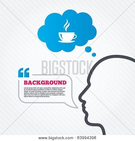 Coffee cup sign icon. Hot coffee button.