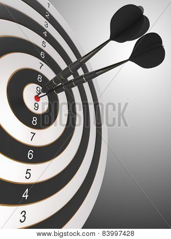 The two black darts hitting the bullseye