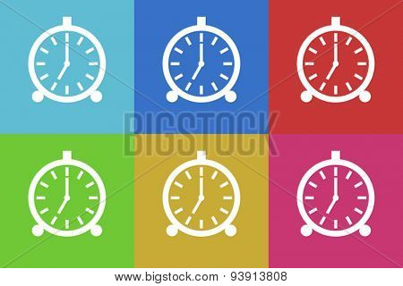 alarm flat design modern vector icons set for web and mobile app