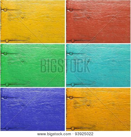 Set Of Six Painted Wooden Textures