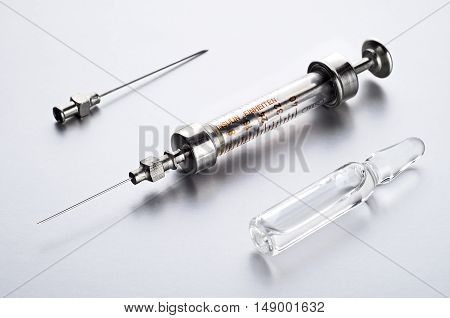 Vintage Insulin Syringe With Insulin Vial