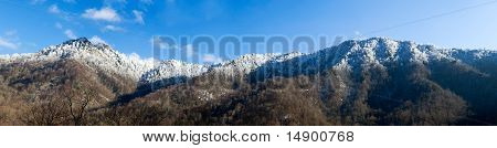 Skorstenen toppe i sne i Great Smoky Mountains