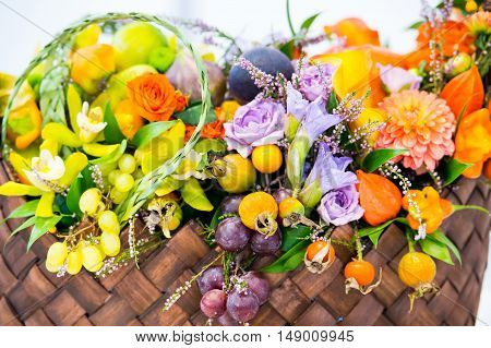Seasonal Flower And Fruit Bouquet