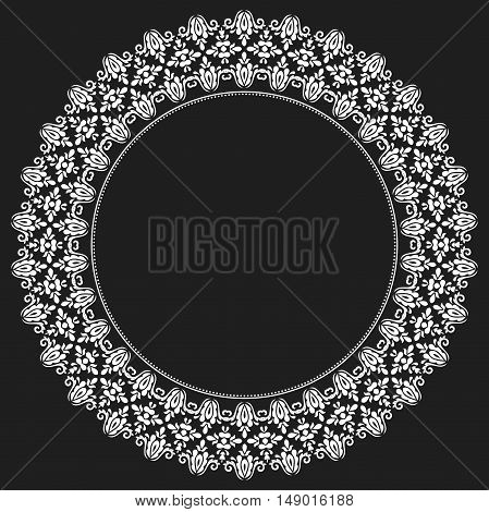 Elegant vector white round ornament in the style of barogue. Abstract traditional pattern with oriental elements