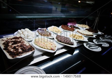 Buffet Catering Of Various Bowl With Sweets Bakery